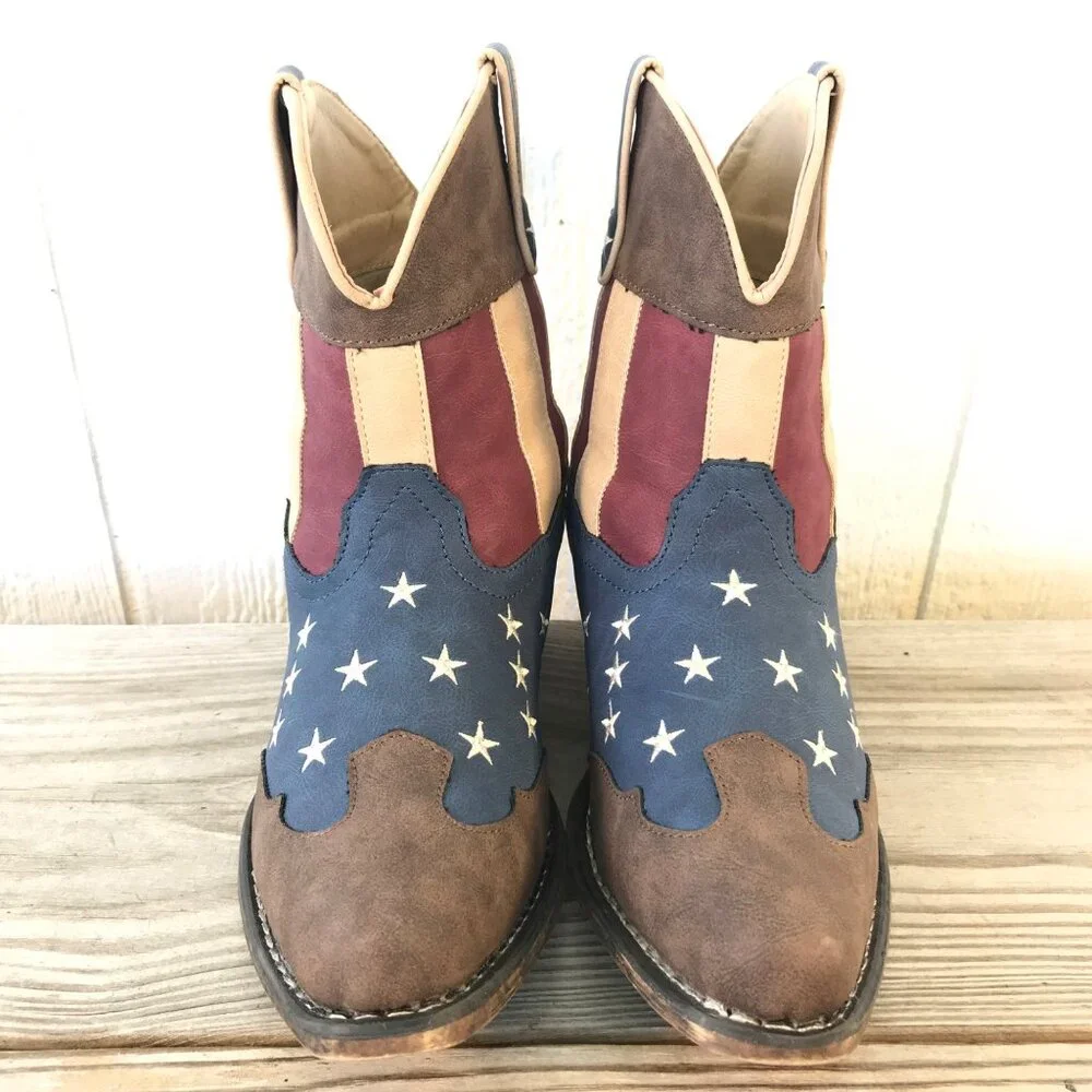 Roper Stars n Stripes Womens Western Ankle Boots 9.5 09-021-1567-2117